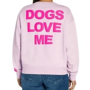 WILDFOX new light lilac purple hot pink Dogs Love Me pullover crew sweater top